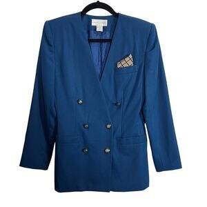 Casual Corner Executive Skirt and Blazer Suit Blue Vintage Size 4 Professional